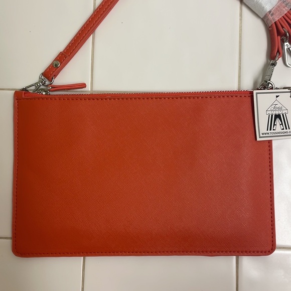 Toss Designs Orange leather wristlet purse/clutch (NWT) - Picture 2 of 5